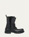 Balenciaga Truck Leather Lace-up Combat Boots In Black