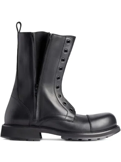 Balenciaga Lace-up Boot In Soft Calf Leather In Black