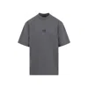 Balenciaga Men Grey Crewneck T-shirt With Logo Embroidery On The Front In Cotton Man In Gray