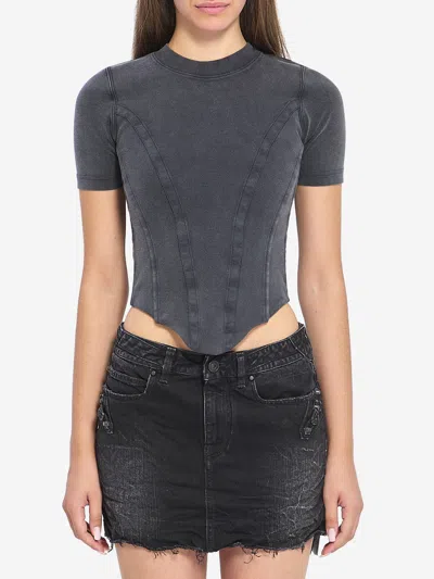 Balenciaga Corseted Tshirt In Black