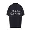 Balenciaga High Neck Graphic Print Black T-shirt In Black