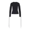 Balenciaga Lace-up Long Sleeve Cotton T-shirt In Black