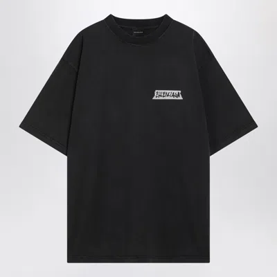 Balenciaga Medium Fit Masking Tape Logo Dry Jersey T-shirt In Black