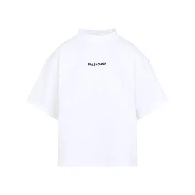 Balenciaga Cropped Logo T-shirt In White