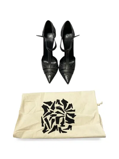 Pre-owned Balenciaga T-strap Contrast-stitch Pumps In Black