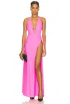 Balenciaga Long Halter Neck Dress Keyhole Detail In Pink
