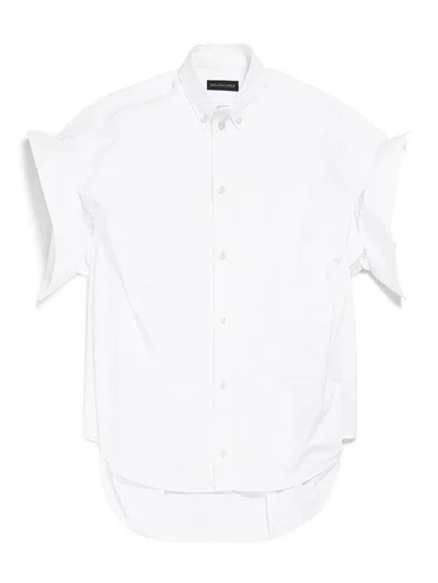 Balenciaga Tucked Sleeve Shirt In White