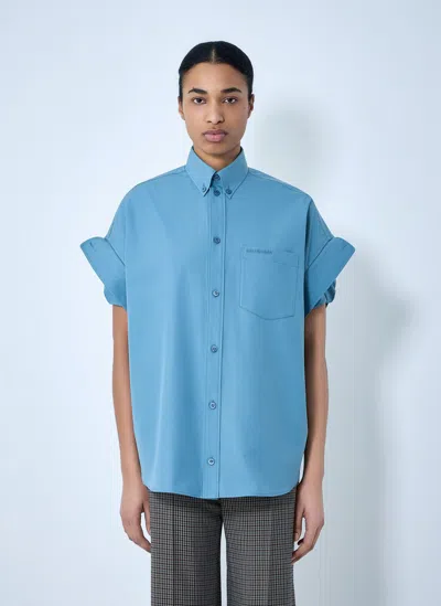 Balenciaga Women Tucked Sleeve Shirt In Blue