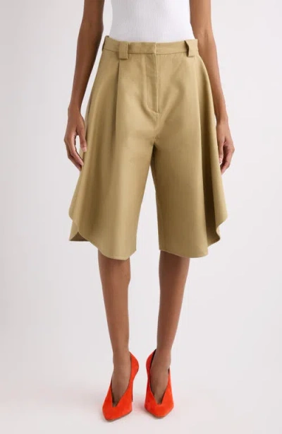 Balenciaga Tulip Pleated Bermuda Shorts In Brown