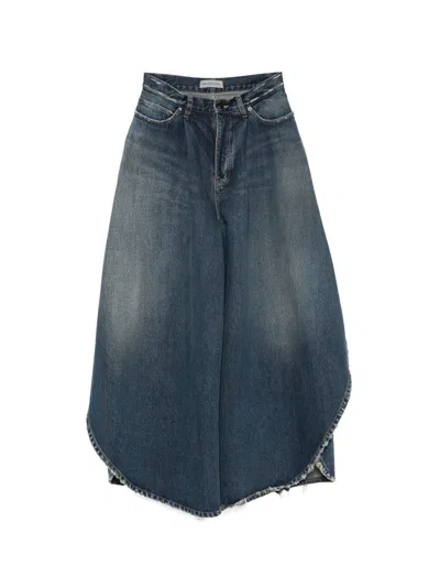 Balenciaga Tulipe High Waist Wide Leg Denim Jeans In Blue