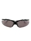 Balenciaga Turbo D-frame Wraparound Sunglasses In Brown