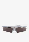 Balenciaga Rectangle Acetate Sunglasses With Curved Arms In Brown