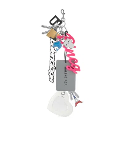 Balenciaga Turner Logo Pendant Key Chain In Multi-color