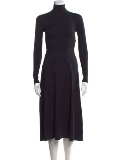 Pre-owned Balenciaga Turtleneck Midi Length Dress In Black