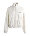Balenciaga High Collar Zip Jacket With Bold Logo Detailing In White