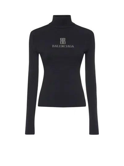 BALENCIAGA TURTLENECK WITH LETTERING LOGO ON THE FRONT