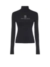 Balenciaga Women Turtleneck With Lettering Logo On The Front In Blue