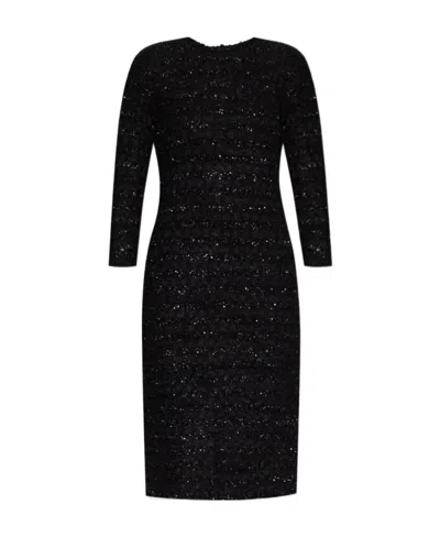 Balenciaga Tweed Button-up Dress In Black