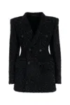 Balenciaga Women's Tweed Button Up Jacket In Black