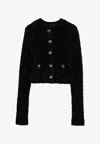Balenciaga Crop Bouclé Cardigan In Black