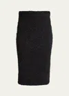 Balenciaga Cotton Tweed Knitted Midi Skirt In Noir