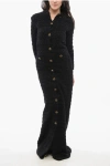 Balenciaga Tweed Maxi Dress With Logoed Buttons