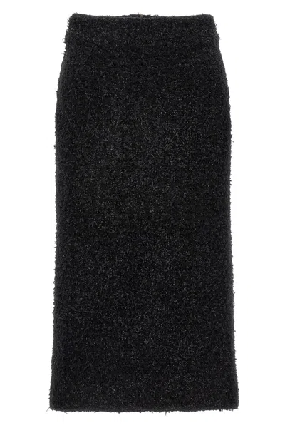 Balenciaga Tweed Midi Skirt In Black