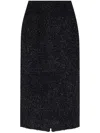 Balenciaga Cotton Tweed Knitted Midi Skirt In Black