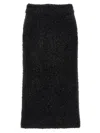 Balenciaga Cotton Tweed Knitted Midi Skirt In Black