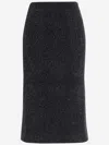 Balenciaga Tweed Midi Skirt In Black