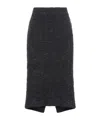 Balenciaga Cotton Tweed Knitted Midi Skirt In Black