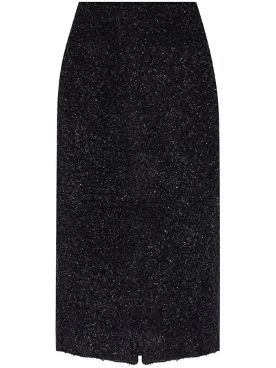 Balenciaga Tweed Midi Skirt Clothing In Black