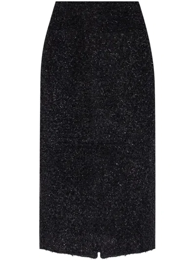 Balenciaga Black Tweed Midi Skirt Women