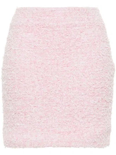 Balenciaga Mid-rise Tweed Skirt In Pink