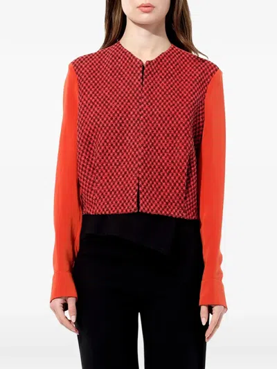 Balenciaga Tweed Panelled Jacket In Red