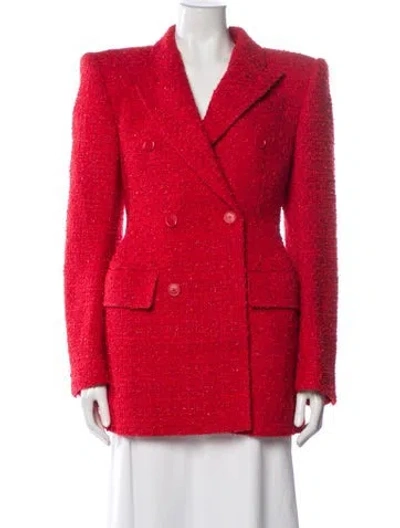 Pre-owned Balenciaga Tweed Pattern Blazer W/ Tags In Red