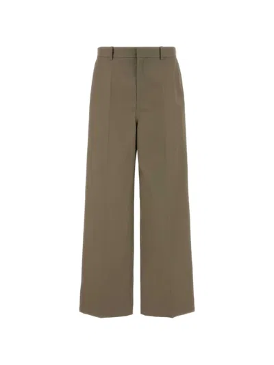 Balenciaga Twill Chino Pants Belt Loops Front Pleats In Brown