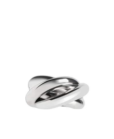 Balenciaga Twist Detailed Ring In Gray