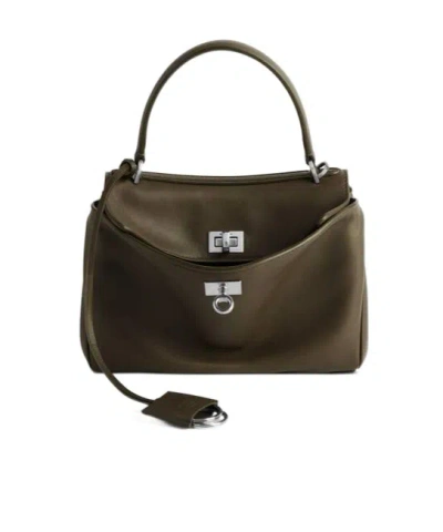 Balenciaga Twist-lock Top Handle Bag In Khaki