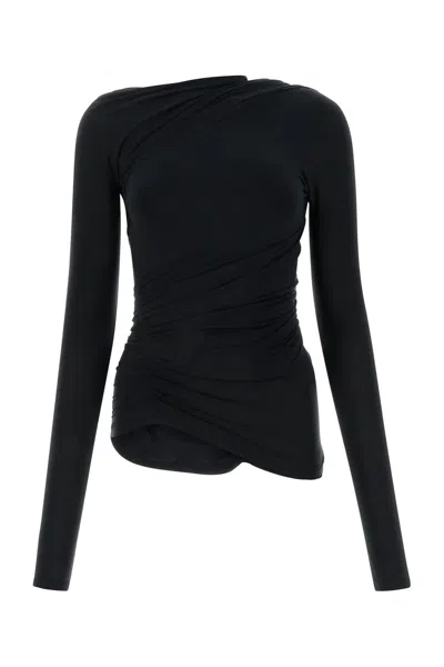 Balenciaga Twisted Black Top For Women With Elastane Lining