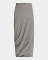 Balenciaga Twisted Houndstooth Tailored Midi Skirt In 1070 Black/white