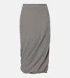 Balenciaga Twisted Houndstooth Wool Pencil Skirt In Black