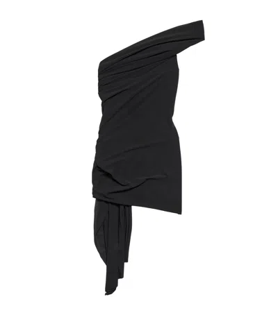 Balenciaga Twisted One-shoulder Mini Dress In Black