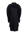 Balenciaga Twisted Puff-sleeves Cotton Trench Coat In Blue