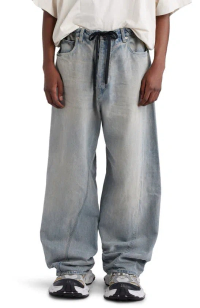 Balenciaga Twisted Seam Baggy Wide Leg Jeans In Outback Blue
