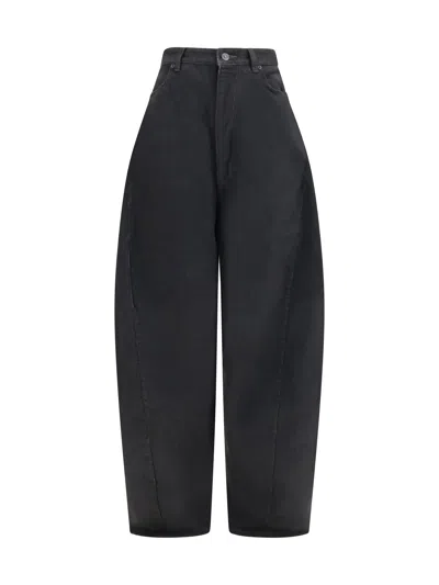 Balenciaga Twisted-seam High-waisted Denim Trousers In Black