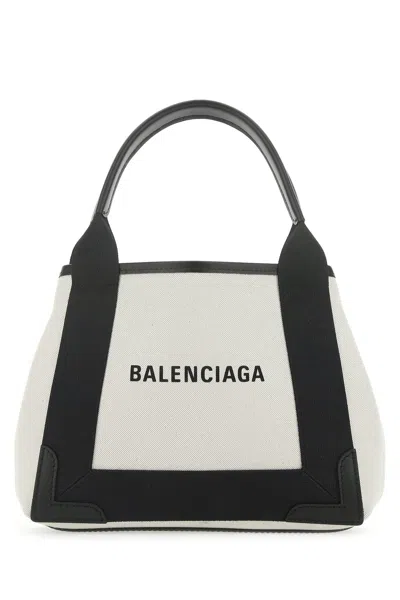 Balenciaga Two-tone Canvas Small Cobas Navy Handbag