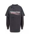 BALENCIAGA TWO-TONE COTTON LAYERED T-SHIRT