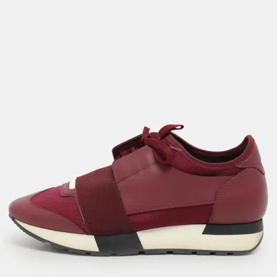 Pre-owned Balenciaga Two Tone Leather Mesh And Neoprene Race Runner Sneakers Size 38