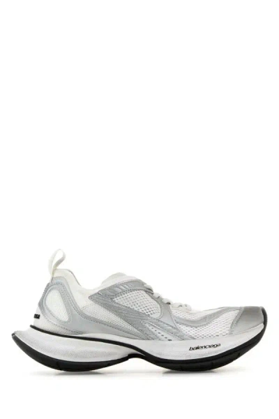 Balenciaga Two-tone Mesh And Fabric Circuit Sneakers In Whitesilver